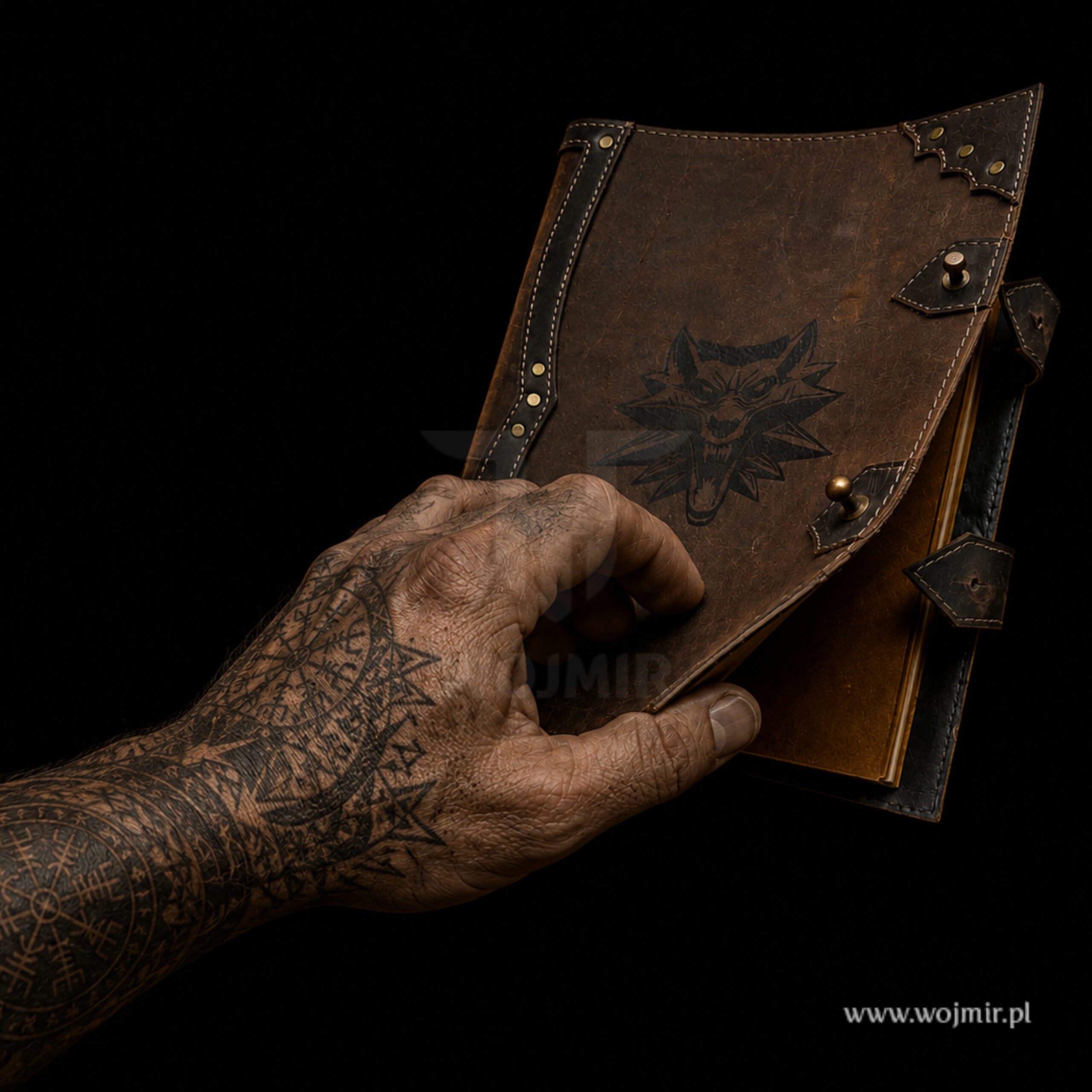 wolf leather journal skórzany notes z wilkiem 4